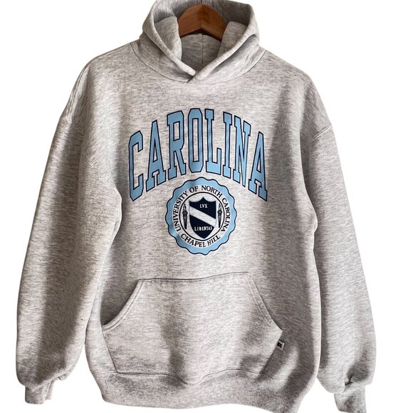 Vintage Russell Athletic UNC Carolina Tarheels L Hoodie Sweatshirt Gray Cotton - Picture 2 of 12